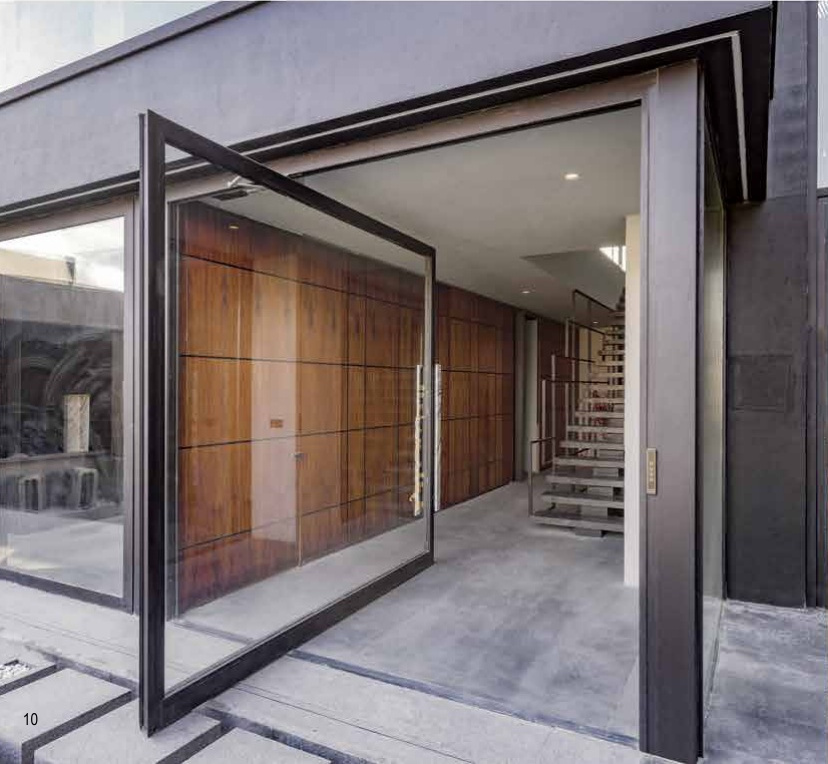 Open oversized pivot entrance door