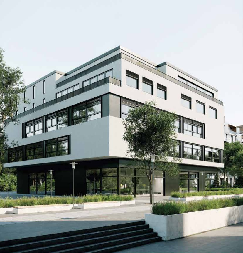 Contemporary multi-storey exterior with ribbon windows